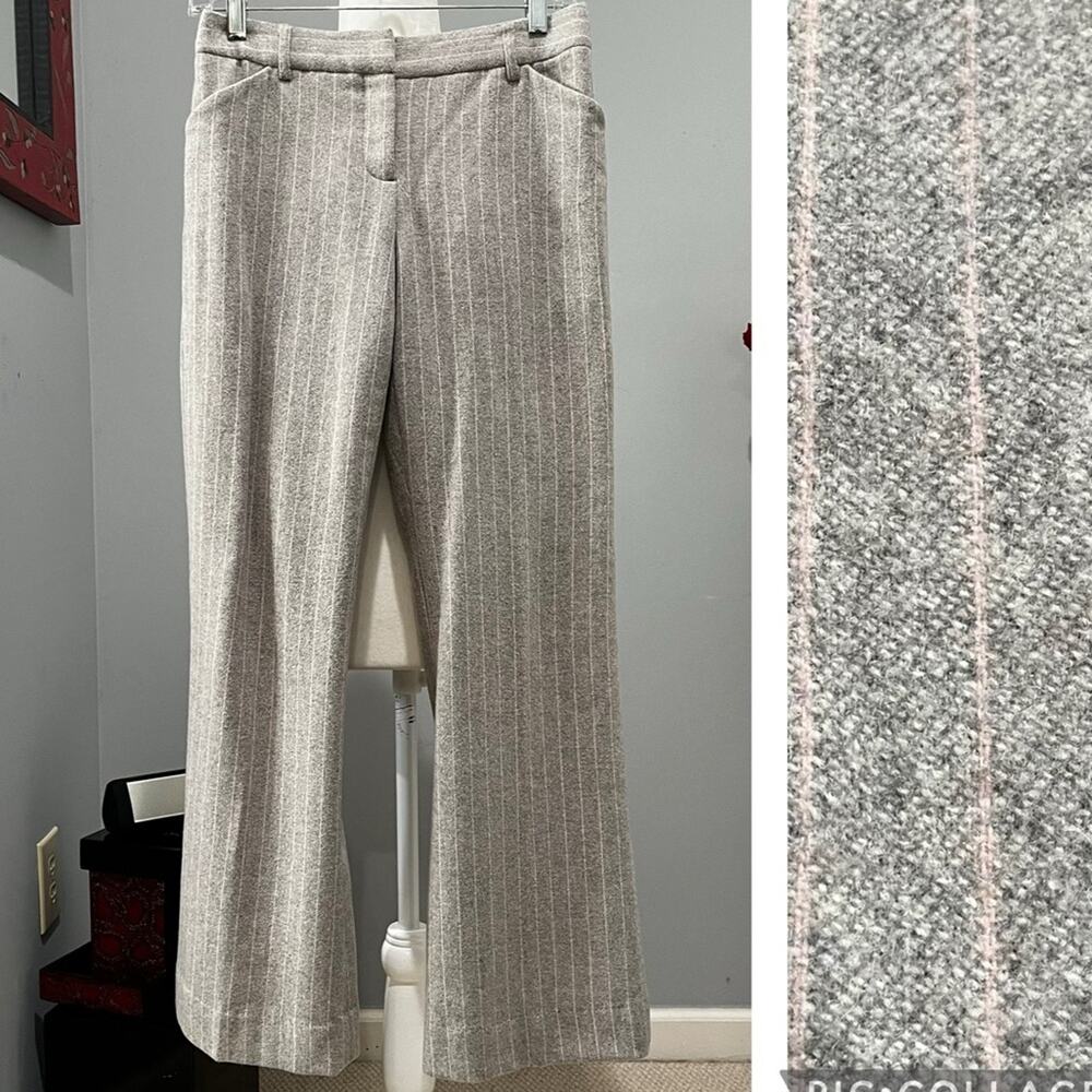 NEW Body By Victoria Wool Pinstripe Career Wide Leg Trousers Gray Pink … NWOT